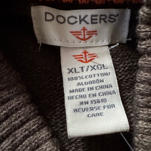 Dockers XL Tall Heavy 100% Cotton Full Zip Front Cardigan Sweater New - Picture 5 of 5